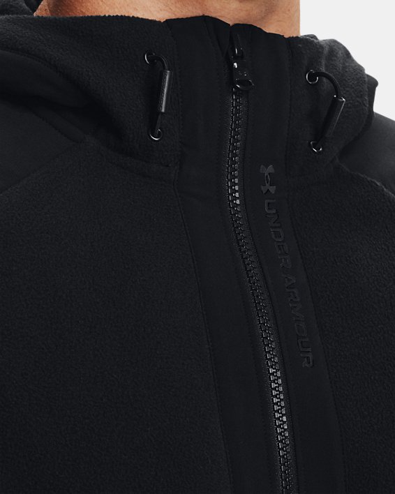 Men's UA RUSH™ Fleece Full-Zip Hoodie, Black, pdpMainDesktop image number 3